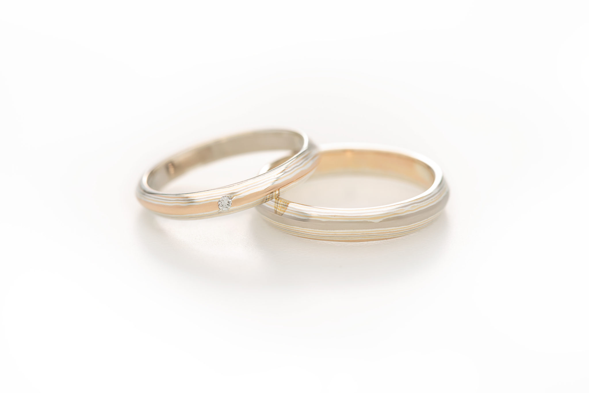 Alliance étoile En Mokume Gane - Palladium 500 Et Argent - Taille 63 - Occasion