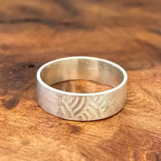 Bague en argent 925 brossé, seigaiha , motif Nami