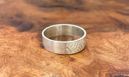 Bague en argent 925 brossé, seigaiha , motif Nami – Image 3