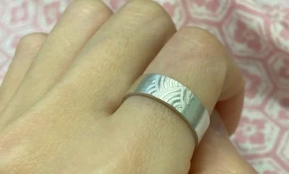 Bague en argent 925 brossé, seigaiha , motif Nami – Image 4