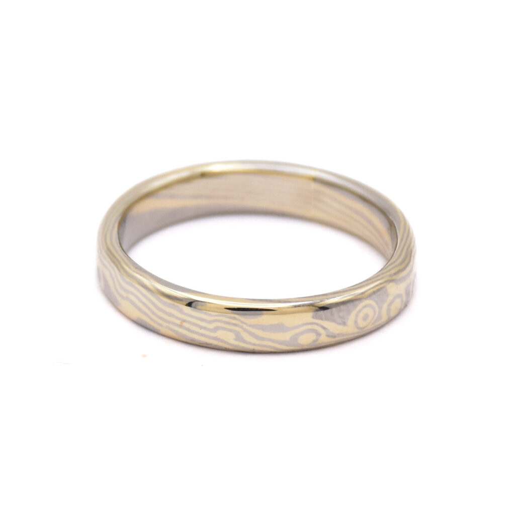 Antoine Puygrenier Artisan Bijoutier Joaillier mokume-gane bague japonaise unique sur-mesure personnalisée or jaune 18 carats palladium japon alliance