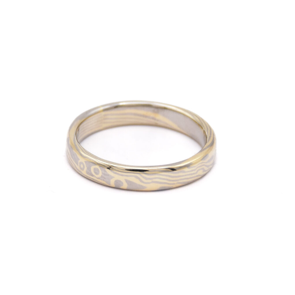 Antoine Puygrenier Artisan Bijoutier Joaillier mokume-gane bague japonaise unique sur-mesure personnalisée or jaune 18 carats palladium japon alliance