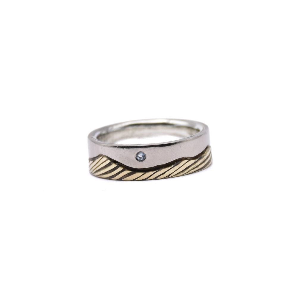 Antoine Puygrenier Artisan bijoutier Joaillier Alliance bague unique damas personnalisée aigue-marine pierre paysage